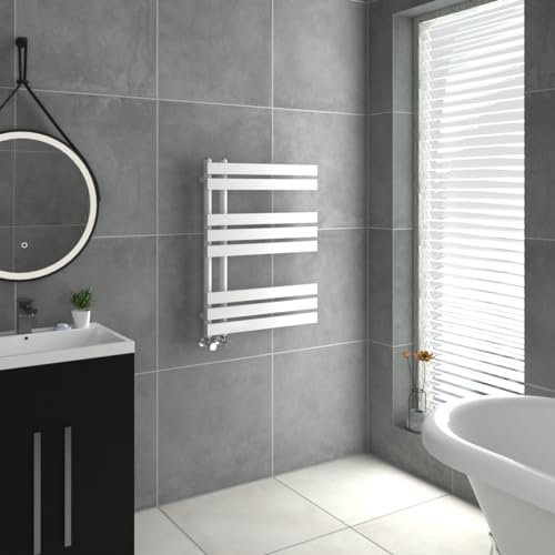 Warmehaus Designer Heated Towel Rail D Shape Bathroom Ladder Style Radiator Warmer Central Heating White 800x600mm