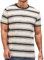 VEIISAR Men's Crewneck Striped T-Shirt Soft Elastic Cotton Tees（30 White Black M）
