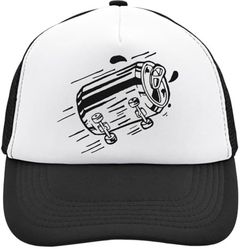 Functon+ Soda Can Skateboard-Mütze, Netzrücken, Trucker-Kappe, verstellbar, Snapback-Hut, Casu, Weiß, Schwarz , Einheitsgröße