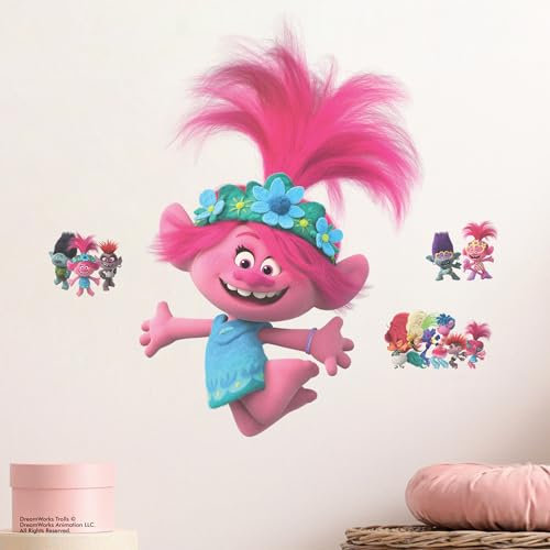 Wall Palz DreamWorks - Adesivo da parete con papavero Trolls – 55,9 cm adesivi per camera da letto con interazione 3D Augmented Realty – Adesivi da parete staccabili e attaccati