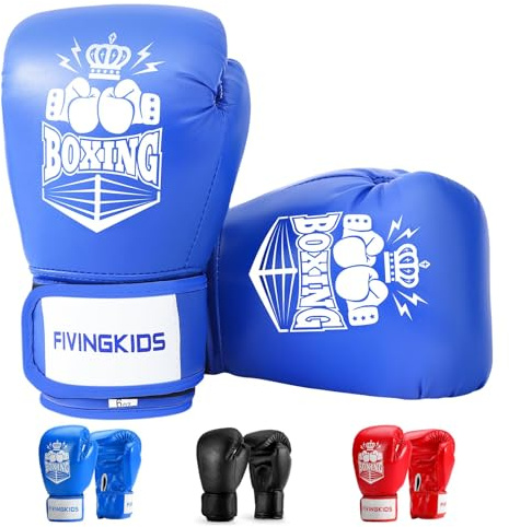 Kinder Boxhandschuhe für Jungen und Mädchen,Jugendboxen Trainingshandschuhe für Kinder 3-15,Kinder Sparring Boxhandschuhe für Boxsack, Kickboxen, Muay Thai, MMA (Blau und Weiß, 4oz)