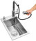 FIVIXIL Evier de cuisine bar de balcon lavabo évier simple en inox 304 avec robinet extractible, distributeur de savon, panier télescopique (38 * 46 * 22cm, Argent)