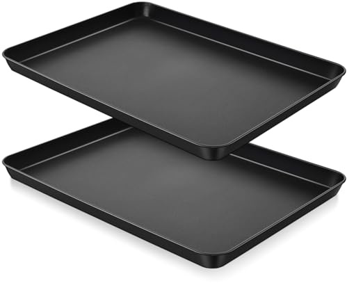 P&P CHEF 16 Inch Baking Cookie Sheet Pan, Carbon Steel Oven Tray, Non Stick Bakeware for Cooking Baking Bread Meat Vegetables, Sturdy & Healthy, Easy Clean, 2Pcs