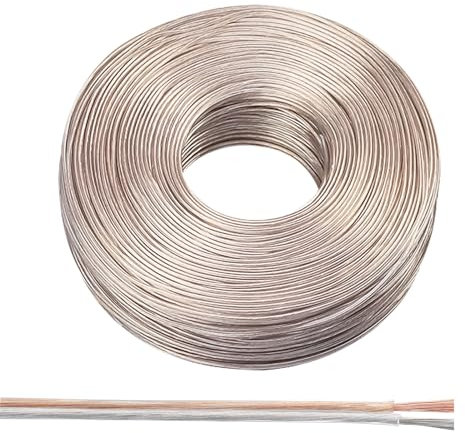 PATIKIL 49.2Ft 24/2 PVC Covered Copper Wire, 300V Soft Speaker Wire Insulated Heat Resistant Electronical Flexible Cable for LED Light Strip Audio Speaker Sound System, Silver Copper Tone