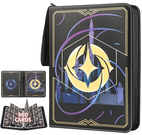 TCGUARD Album pour cartes Lorcana à collectionner avec 900 compartiments, compatible avec cartes Lorcana, classeur pour collection, rangement et présentation (noir 9)