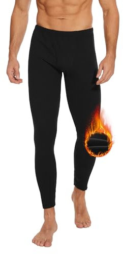 AKKQHH Thermo Unterhosen Herren Lange Warm Thermohose Männer Thermounterwäsche Winter Skiunterwäsche Fleece Funktionsunterwäsche Unterwäsche Hose(Schwarz,M)