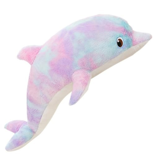TOPLITHE Carino Peluche Delfino Arcobaleno, Colorati Animali Marini Di Peluche Delfino Peloso Cuscino Regalo for Bambini Adulti Compleanno(Purple,50CM/20IN)