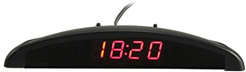 ensecoo 3In1 Auto Car 12V Digital LED Voltmeter Spannung Temperatur Uhr Thermometer Kfz, Rot