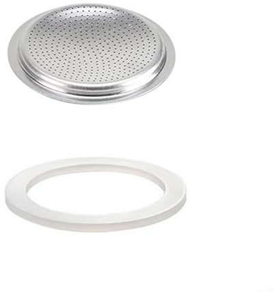 Juntas de silicona de repuesto para olla Moka de aluminio y cafetera espresso con filtro (6 tazas + tamiz)