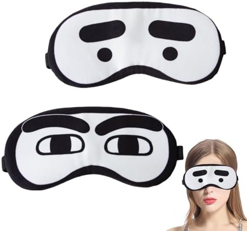 UEAVOID 2 Pièces Masque Oculaire en Soie pour Dormir Masque de Sommeil Léger et Lumineux Masque de Nuit Réglable pour Pause et Voyage (Noir)