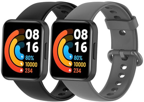 MIJOBS 2 Stück Armband Kompatibel mit Redmi Watch 2 Lite & Xiaomi MiWatch Lite2 & POCO WATCH Silikonbänder Sportarmband Wasserdichtes Armbänder