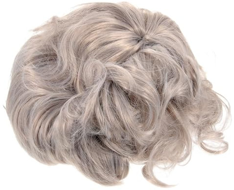 DEARMAMY Cosplay-partykleid Ausgefallene Perücken Leistungsperücke Partyzubehör Perückenhalter Oma-outfit Pixie-perücken Wellige Perücken Spitze-front-perücke Oma Kostüm Light Grey