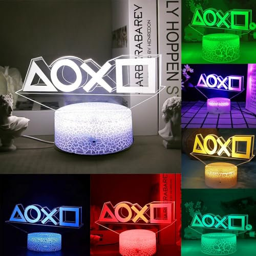 3D Nachtlicht, PS 3Lichtmodi Mode Icons Light, 3D beleuchtetes optisches Nachtlicht mit 7 Farbvariationen und Touch-Steuerung. Gamer Dekoration für Schlafzimmer Spielzimmer Bar Kinder Geschenk Party
