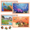 Wooderma Kinderpuzzle Dinosaurier, Dino Puzzle für Kinder ab 3 4 5 6 Jahre, Tier Holzpuzzle mit 4x24 Teilen, Montessori-Spielzeug, Lehrreiches Vorschulspielzeug, Geschenke für Jungen und Mädchen
