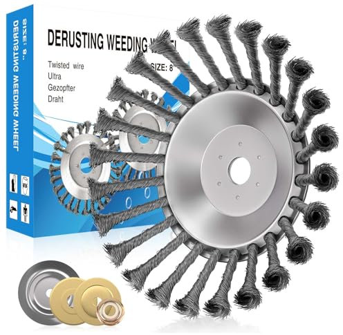 oyenbboi Steel Wire Blades for Weed Eater, Ultracut Wire Rotary Brush Weed Trimmer Head, Unbreakable Wired Trimmer Blade Universal Adapter Kit Included for Moss Grass Rust Removal (6 Inch)