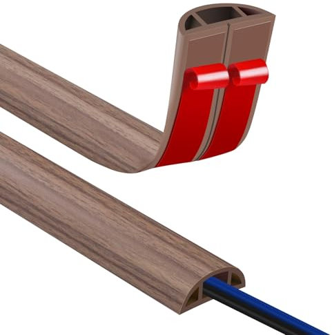 Canaletas para Cables Adhesivas, Madera Pasacables Suelo Goma, Canaleta Cables, para Uso en Oficinas, Escuela, Almacén, Conciertos, Etc, para Proteger Los Cables Evitar Riesgos deTropiezo