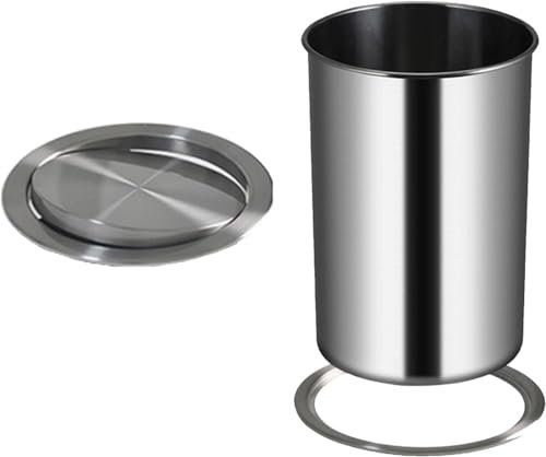 Pattumiera sospesa per armadietto da cucina, pattumiera in acciaio inox con sportello automatico incorporato, pattumiera in acciaio inox con sportello oscillante bilanciato per anta di mobile, bagno,