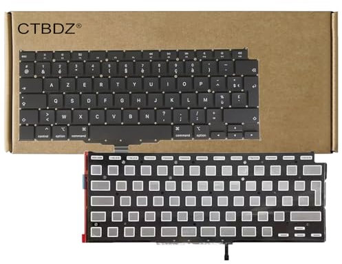 CTBDZ Clavier AZERTY Rétroéclairé Rétroéclairé de Remplacement pour MacBook Air Retina 13 M1 A2337 Fin 2020 Année EMC 3598 M1