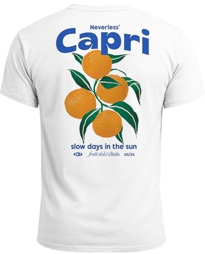 Neverless® Herren T-Shirt Backprint Vintage Capri Orangen Grafikprint Fashion Streetstyle