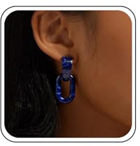 Yheakne Vintage Blau Acryl Quadrat Baumeln Ohrringe Hohlen Acryl Geometrische Tropfen Ohrringe Harz Blau Rechteck Ohrring Quadrat Acetat Ohrring Schmuck Für Frauen