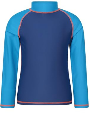 Mountain Warehouse Kids Rash Vest - UV Protection Rash Guard, Long Sleeves Childrens Rash Shirt, Flat Seams, Quick Drying, Stretch Fabric - Spring Summer, Swimming Bright Blue Teen Size 13 Years