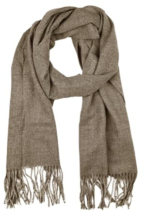 Lumberjack Herren Schal Winter aus Weicher Wolle, Camel, Klassisch, Uni mit Fransen, Elegant, Mit Geschenkbox