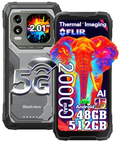 Blackview Xplore 1 Pro 5G Téléphone Portable Incassable Android 15, 48Go+512Go/2To Gemini AI Telephone Débloqué, Caméra Thermique+64MP, 6.78 FHD+ Téléphone Chantier, 20000mAh Batterie,NFC/OTG/FM,Noir
