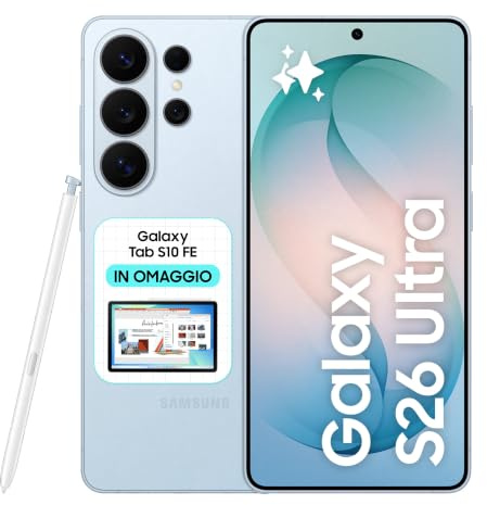 Samsung Galaxy S26 Ultra, 512GB, Sky Blue [Versione italiana] | 3 anni di Garanzia, Smartphone AI, Privacy Display Integrato, Processore Potente, Assistente Foto, Camera 200 MP, 5000 mAh