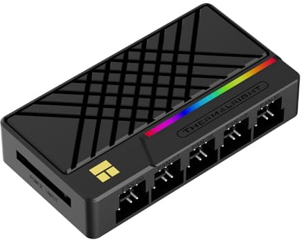 Thermalright TR ARGB and Fan Hub X10 Black-10-Port PWM/ARGB Controller, SATA-Stromversorgung, Überspannungsschutz, werkzeuglose Montage, kompatibel mit PC-Lüftern