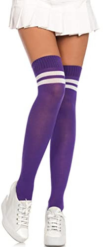 Leg Avenue Ribbed Athletic Collant, Viola, One Size Donna