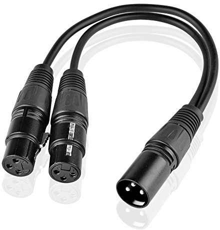 SIENOC Cable XLR de 30cm - Macho de 3 Pines a Doble Hembra - Adaptador