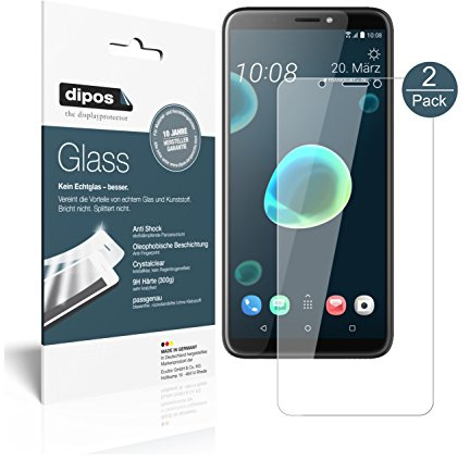 dipos I 2X Displayschutz klar kompatibel mit HTC Desire 12 Schutzfolie 9H Anti-Shock