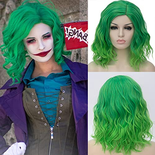 ATAYOU Damen Kurze Grün Cosplay Perücke GrüneBob Perücken Für Frauen St Particks Tag Fastnacht Fasching Halloween Kostüm (Grün)