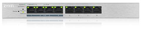 Zyxel 8-Port Gigabit Web Managed PoE+ Switch with 60 Watt Budget,, UK Plug [GS1200 - 8HPv2] | 4x PoE+ with 68W Budget + 4x GbE Ports, Fanless, VLAN, QOS, IGM Snooping, Energy Efficient, new version: GS1200-8HPv3
