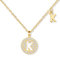 MicLee Damen Halskette 925 Sterling Silber Zirkonia Buchstabenkette in Rosegold (verstellbar) Kette Brief Initial A-Z Disc rundem Buchstaben Anhänger mit Geschenkbeutel Super Geschenk