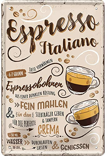 schilderkreis24 – Cartel de chapa con texto Espresso Italiano, decorativo, cartel de metal para café, restaurante, bar, cafetería, restaurante, bar, cafetería 20 x 30 cm