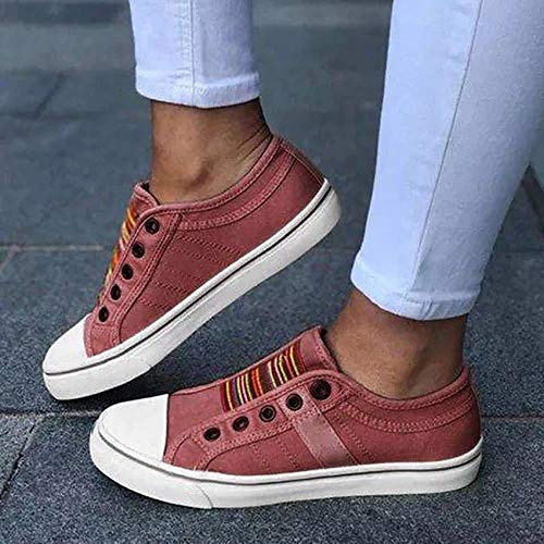 XTYD Femme Classique Haute Et Basse Basquettes Chaussures Unisexe Toile Sport Baskets Montantes Semelles Caoutchouc Lavable Simple Chaussure Taille 36 à 45,Rose,EU39