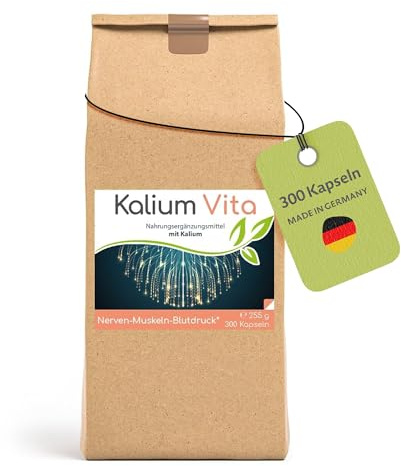Cellavita – Kalium Vita 300 Kapseln im Vorratsbeutel – Kaliumcitrat-Pulver hochdosiert zur Unterstützung von Nerven, Muskeln & Blutdruck – Nahrungsergänzungsmittel einfach dosierbar & zusatzstofffrei