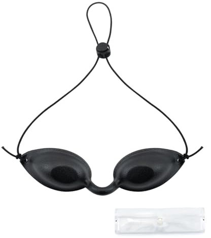 Mebamce Sicherheits-Sonnenbrille und langlebige Augenklappe, Lichtschutzbrille mit transparenten Taschen, für Patienten mit IPL, UV-, Infrarot-LED-Lichttherapie, Sonnenbaden am Strand, Schwarz