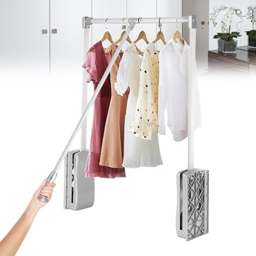 Cintre amovible réglable pour placard, garde-robe, mécanisme de barre cintre automatique avec ouverture et fermeture assistée (compartiment intérieur 66-89 cm)