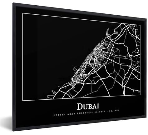 MuchoWow Poster Bilder Wanddeko Deko Wohnzimmer 40x30 cm Dubai Stadtplan - Karte
