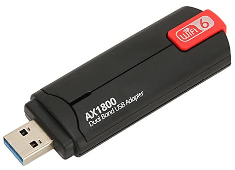 Adaptador WiFi USB AX1800 1800Mbps, Adaptador de Red Inalámbrica WiFi 6 Gigabit con Doble Banda 2.4G/573.5Mbps 5G 1201Mbps, Tarjeta de Red Inalámbrica USB 3.0, Tecnología MU MIMo