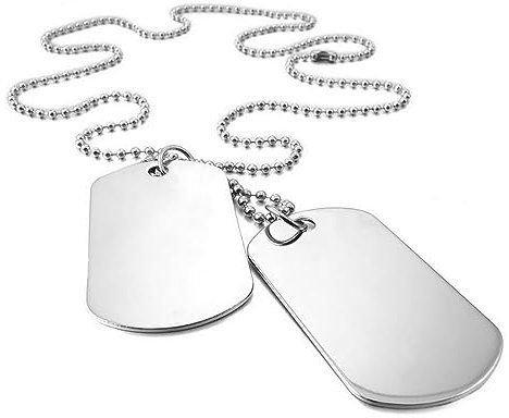 LATRAT - Collar con colgante para hombre, doble placa militar, estilo militar, de acero inoxidable, para hombre y niño, estilo militar, Acero inoxidable