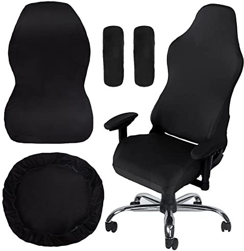 Lollanda Gaming Stuhlhussen Schwarze 4 Stück, Gaming Stuhl Bezug Waschbar, GamingStuhlbezüge Anti-Rutsch, Gamingstuhl-Bezüge für Gamning-Stuhl Computerstuhl Drehstuhl