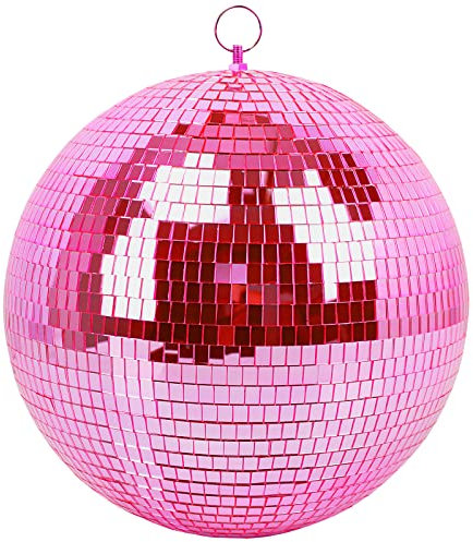 Muscab Mirror Ball for Disco DJ Club Party Wedding Home Decor, 12 Inch Disco Ball with Hanging Ring, Pink