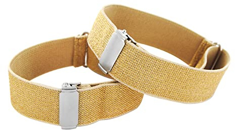 axy 1 Paar Herren Hemd Ärmelhalter - Hülsenhalter - Ärmelband - elastisch und größenverstellbar unisex (Gold (mit Glitzerfäden))