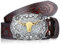 Jadive Herren Gürtel Western Cowboy Bull Leder Schnallen Gürtel Longhorn Schnalle mit Blumen Gravur für Männer (Kaffee, 110 cm)