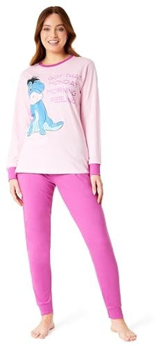 Disney Stitch Womens Pyjamas Set Nightwear Eeyore Minnie Mouse Long PJs Lounge Wear Women Teenagers S-2XL Stitch Gifts (Pink Eeyore, S)