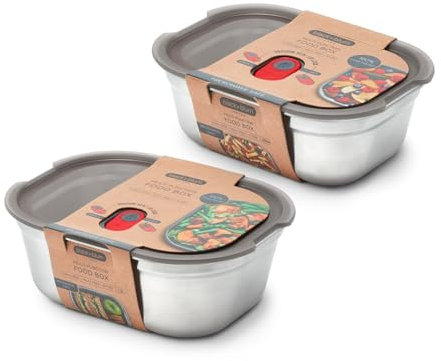 BLACK + BLUM - Lunch Box - Microwavable Stainless Steel, Plastic-Free Lunch Box with Leak Proof, Airtight, Lockable Lid - Microwave, Dishwasher and Oven Safe - Large, 1.2l