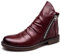 Stivali Medi da Uomo Stivaletti con Cerniera Laterale Scarpe Eleganti Formali con Tacco in Pelle Scarpe Classiche,Rosso,42 EU